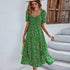 Bohemia Print Dress Women New Summer Midi Dress Puff Sleeve